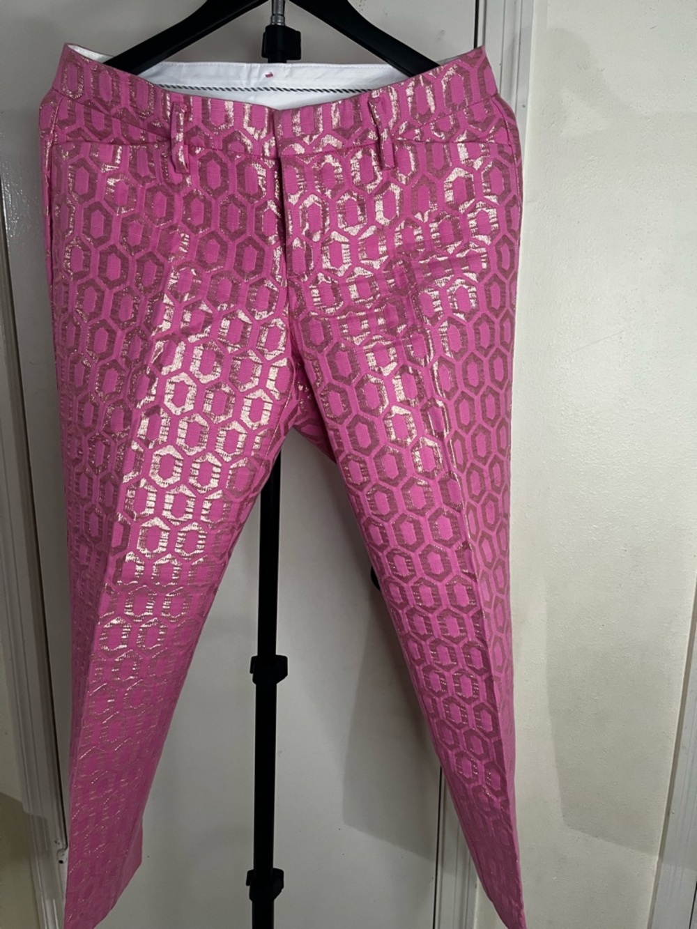 STYLUS Pink Metallic Jacquard Pants